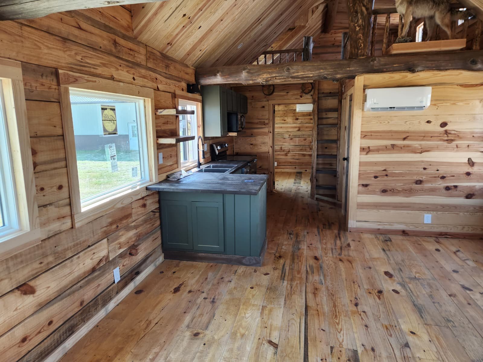 Open kitchen and living in a Timberstone cabin