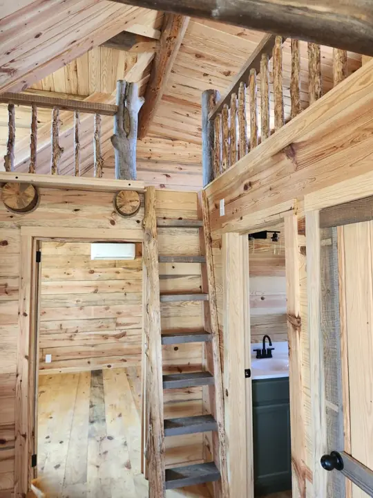 Log ladder up to the loft